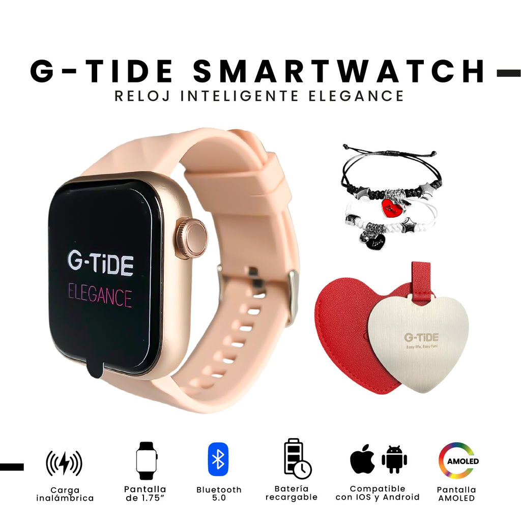 Smartwatch G-Tide Amoled Elegante Resistente Al Agua 100 Modos Deportivos Contesta Llamadas Rosado