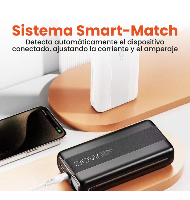 Power Bank Inalambrica 20.000 Mah Carga Rapida Wireless 30W 3.0