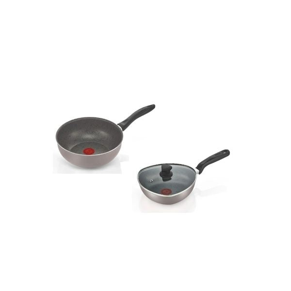 Set Wok Y Sarten Antiadherente Imusa Con Tapa De Vidrio 2 Piezas