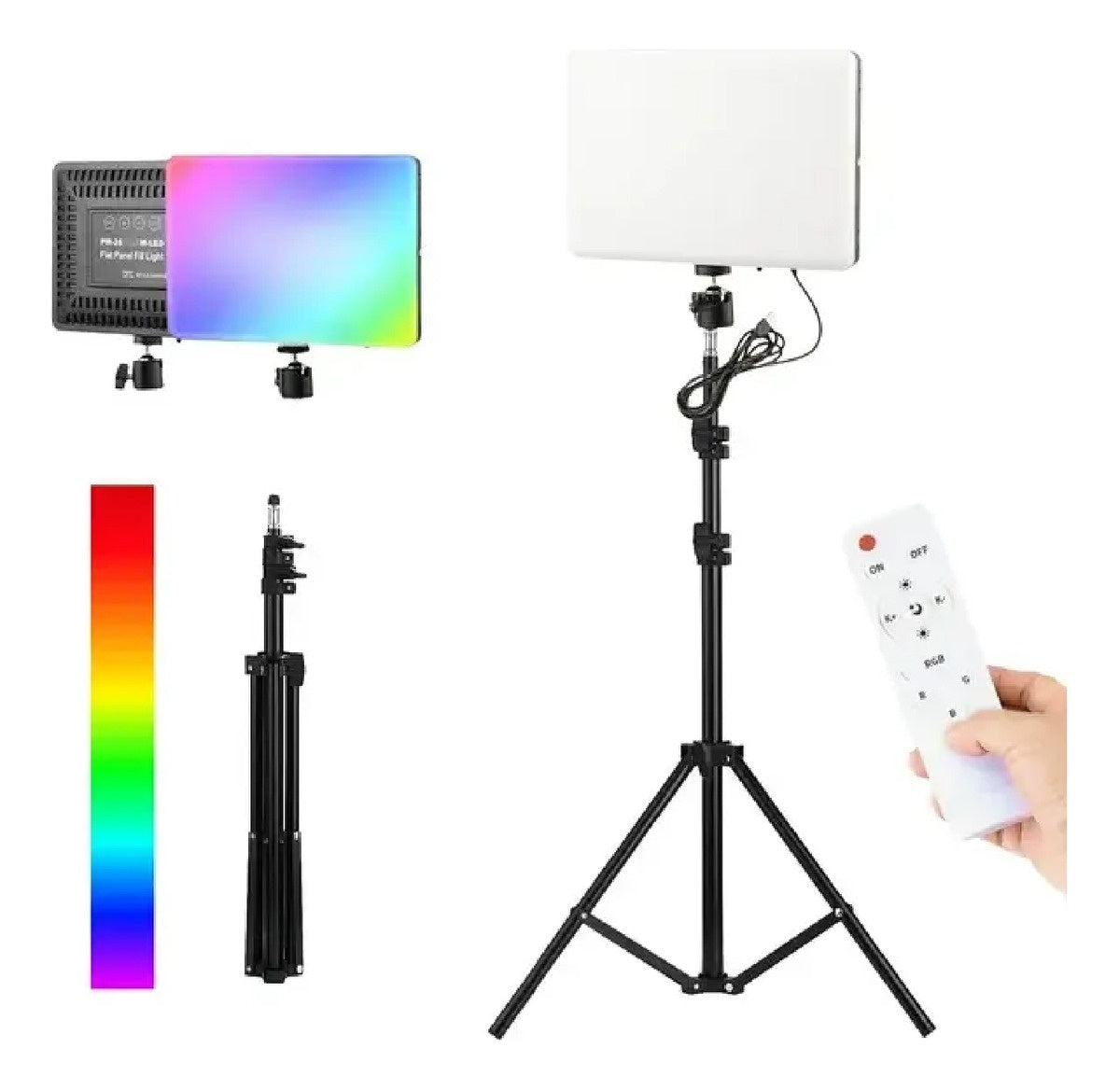 Panel De Luz Profesional Fotografia Con Tripode Ajustable Control Remoto 36 X 25 Cm