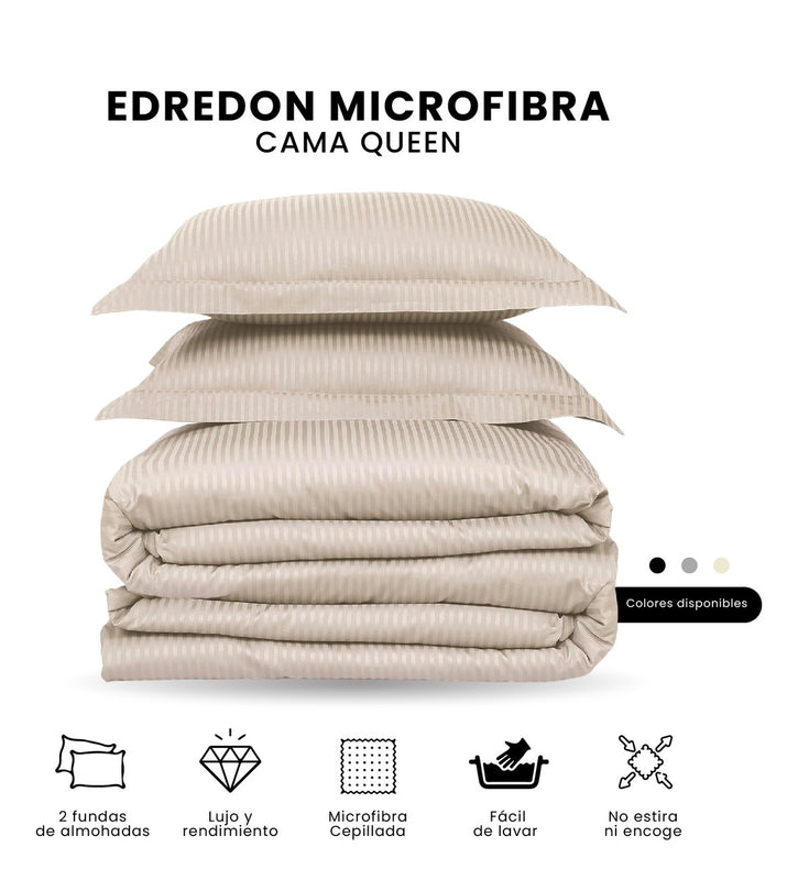 Edredon Microfibra Para Cama Queen Tela Suave Beige