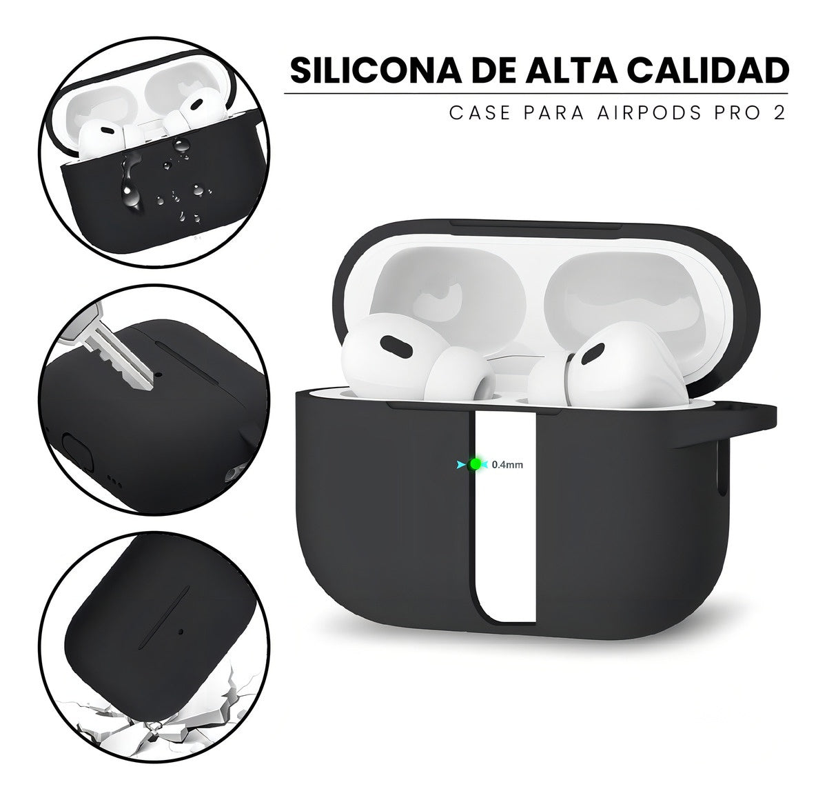 Audifonos Inalambricos Con Estuche Negro Pods 2 Generacion Bluetooth