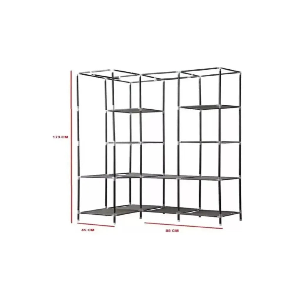 Closet Esquinero Organizador De Ropa 8 Estantes Armado Facil Color Gris