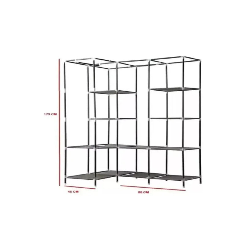 Closet Esquinero Organizador De Ropa 8 Estantes Armado Facil Color Gris