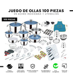 Juego De Ollas 100 Piezas Acero Quirurgico Inoxidable Utensilios Cocina Infaltables Cook Ware