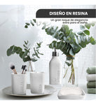 Organizador De Bano 4 Piezas De Lujo Con Dispensador De Jabon Premium Blanco