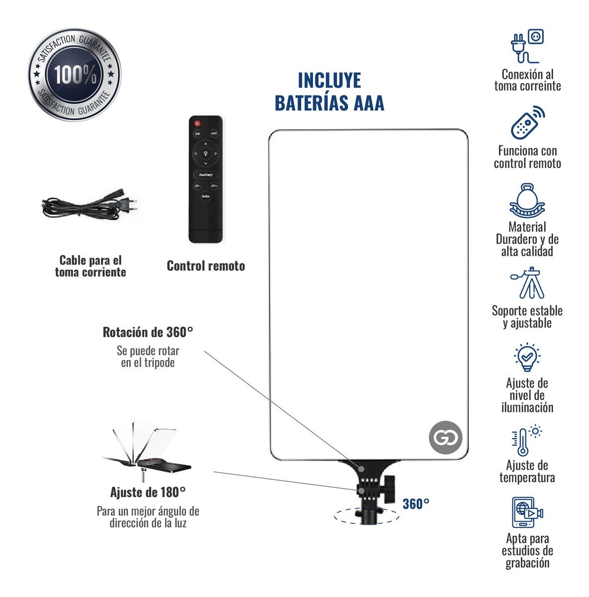 Panel Luz Profesional Control Remoto Tripode 3500W Dimeable
