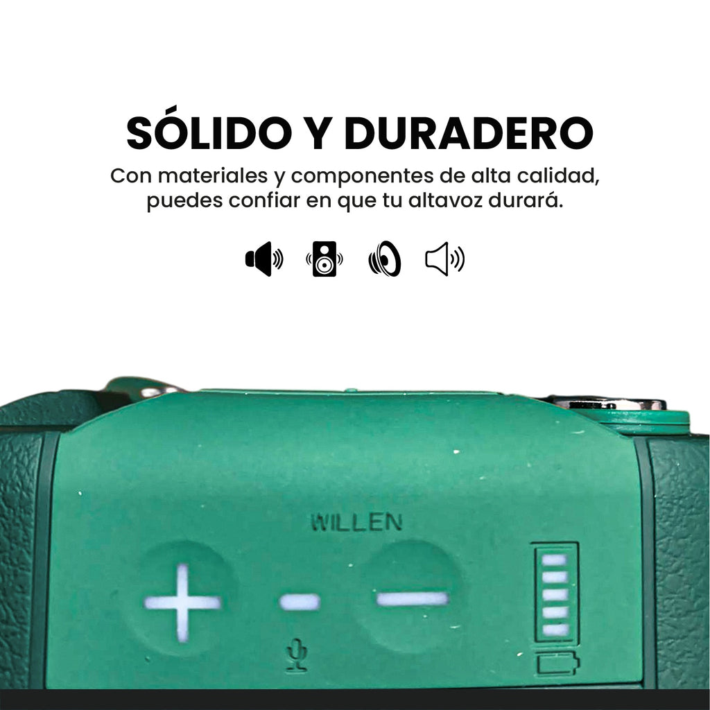 Parlante Bluetooth Sonido Potente Usb Mp3 Fm Portable Tono Verde Marshall