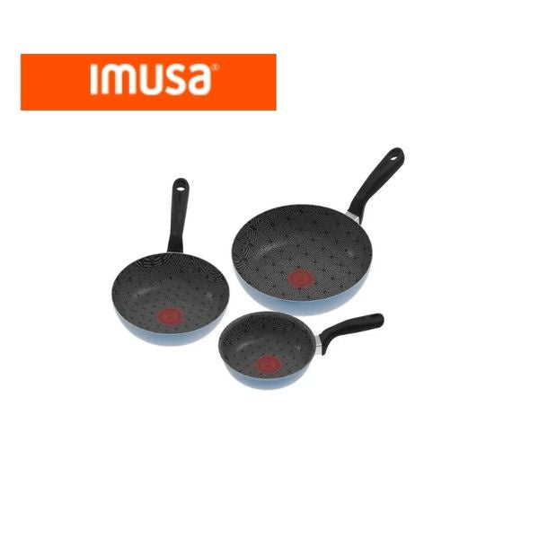 Set 3 Sartenes Imusa Antiadherentes Con Indicador De Calor Resistentes