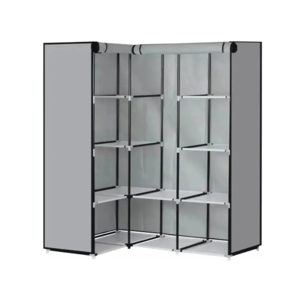 Closet Esquinero Organizador De Ropa 8 Estantes Armado Facil Color Gris