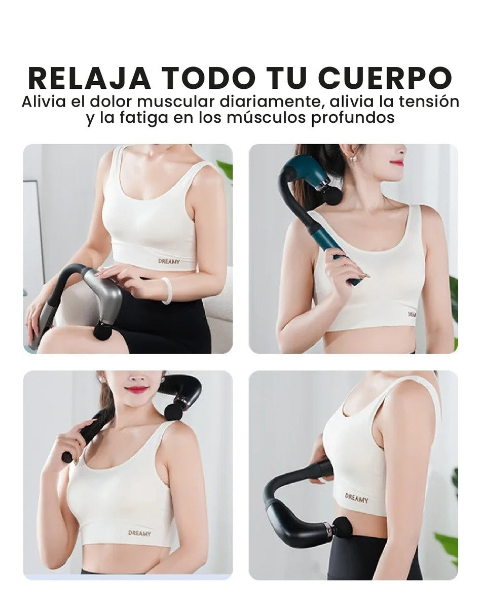 Masajeador De Espalda Recargable Con Percusion Alivio Profundo Sin Ayuda