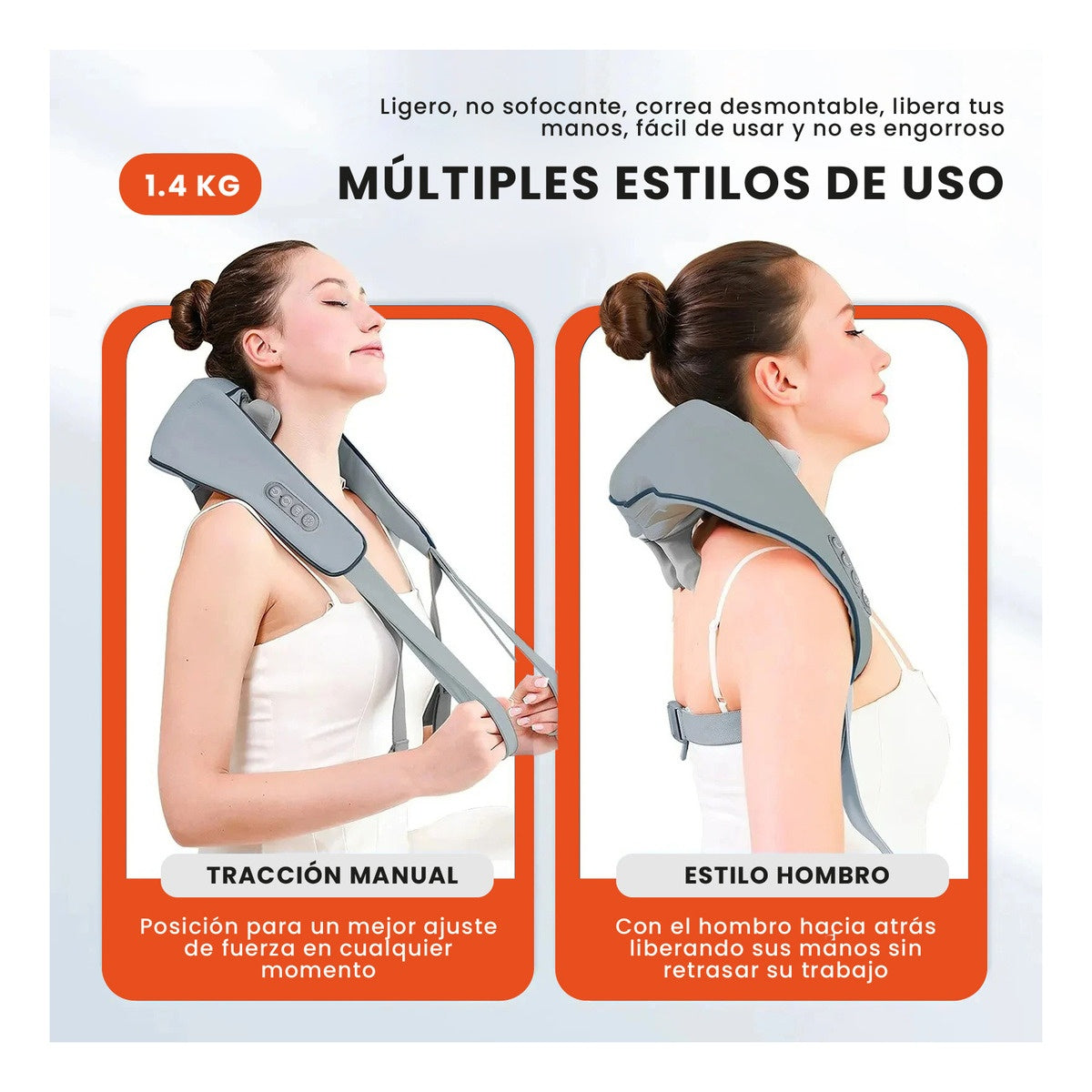 Masajeador De Cuello Antiestres Recargable Alto Confort Con Calefaccion Para Cuello Espalda