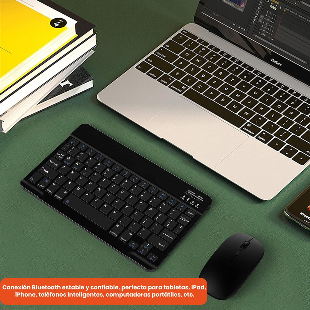 Teclado Para Pc Con Mouse Inalambrico Recargable Slim