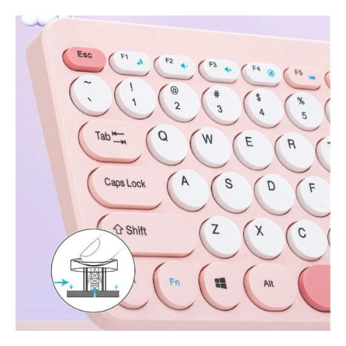 Combo Teclado Pc Mac Mouse Edicion Especial Pink Mikuso