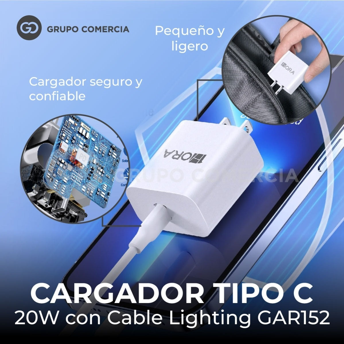 Cargador De Celular 20W Potente Tipo C Carga Rapida Gar 152