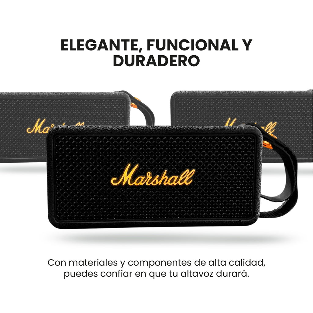 Parlante Bluetooth Sonido Potente Usb Mp3 Fm Marshall Black Replica 1.1