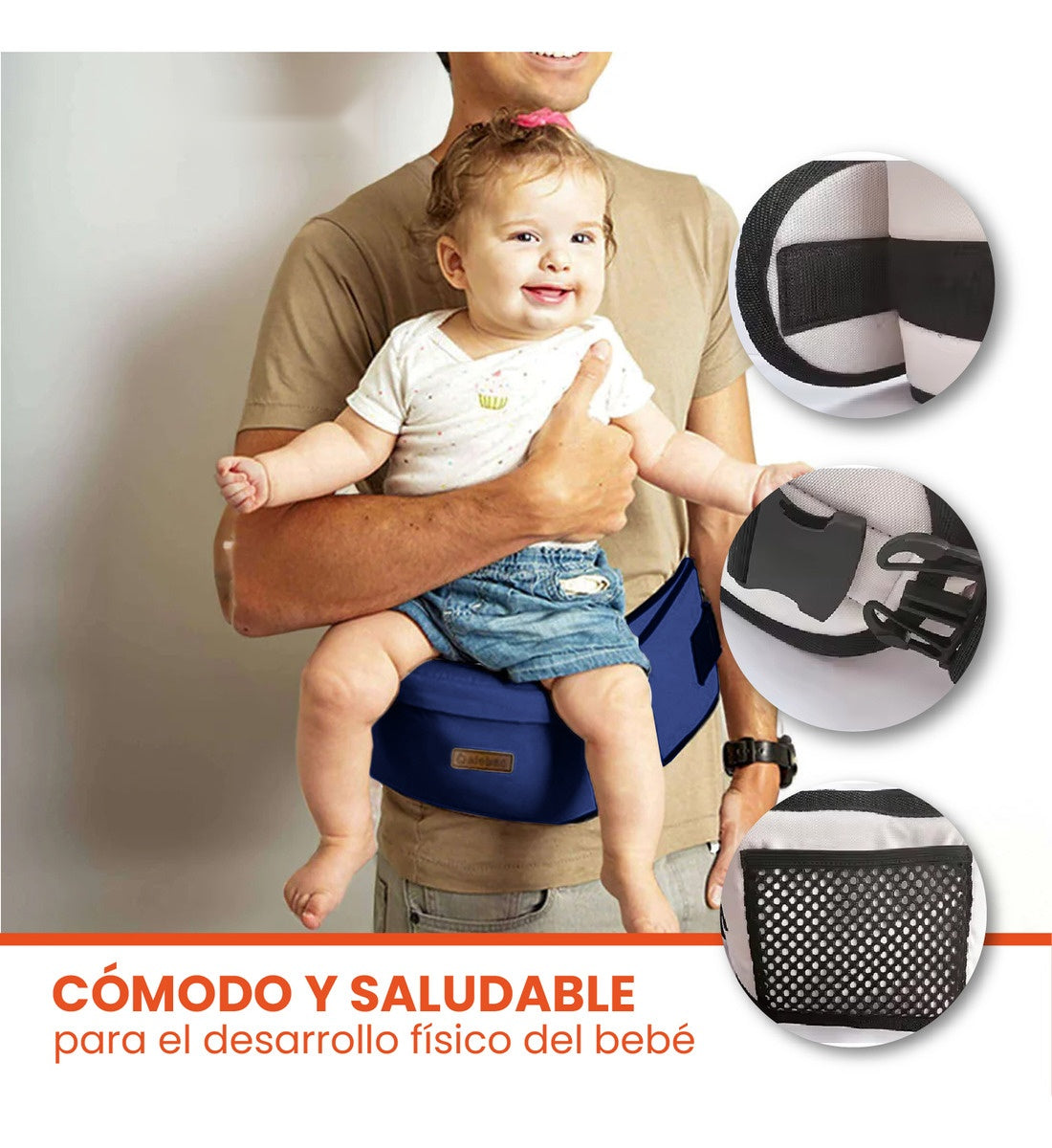 Cargador Ergonomico Azul Oscuro Canguro Cintura Para Bebes Innovo