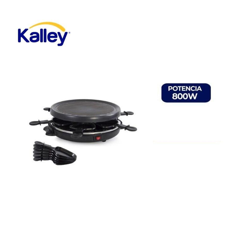 Parrilla Raclette Electrica Kalley 800W Antiadherente 8 Puestos