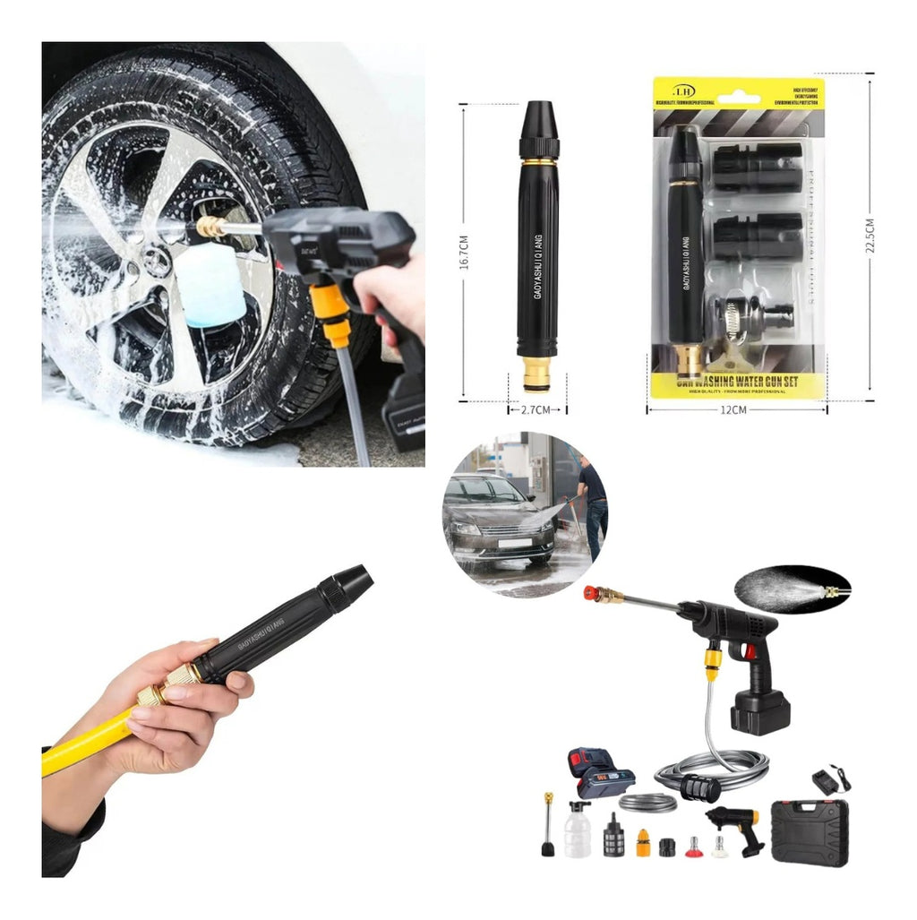 Hidrolavadora Portatil Doble Bateria Mas Accesorios + Boquilla De Alta Presion Lavado Rapido