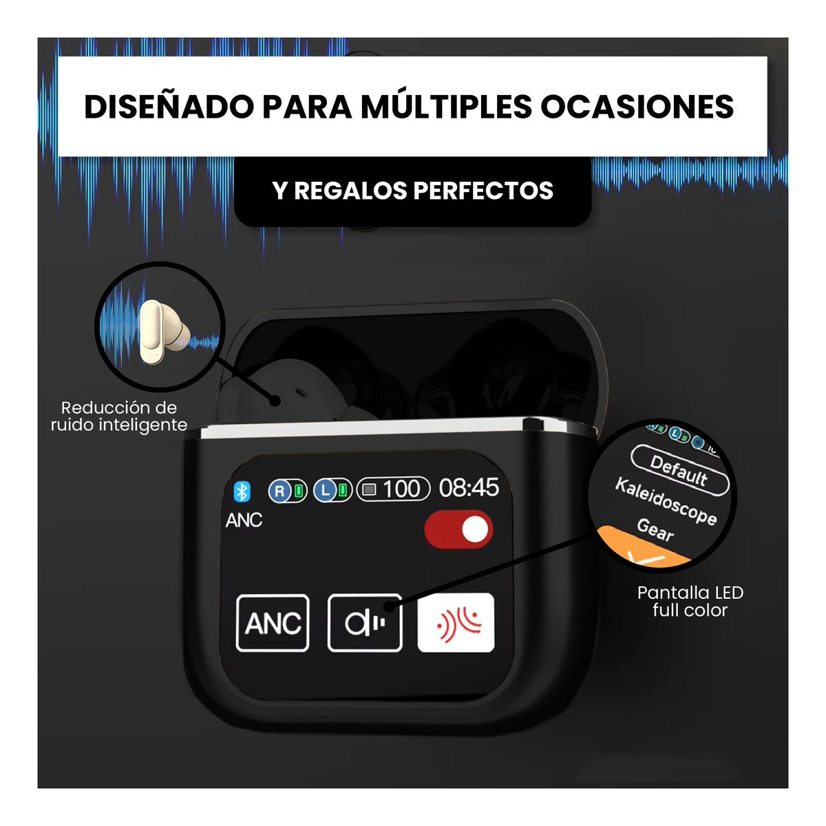 Audifonos Bluetooth 5Ta Generacion Cancelacion Ruido Pantalla Negro 5.2