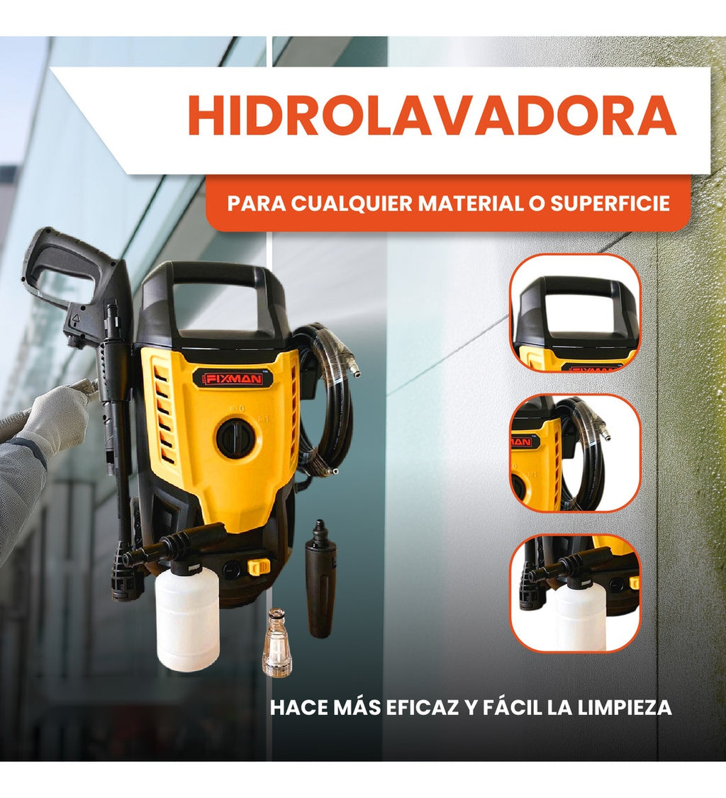Hidrolavadora De Alta Potencia Fixman 1400W 1650 Psi Alta Presion