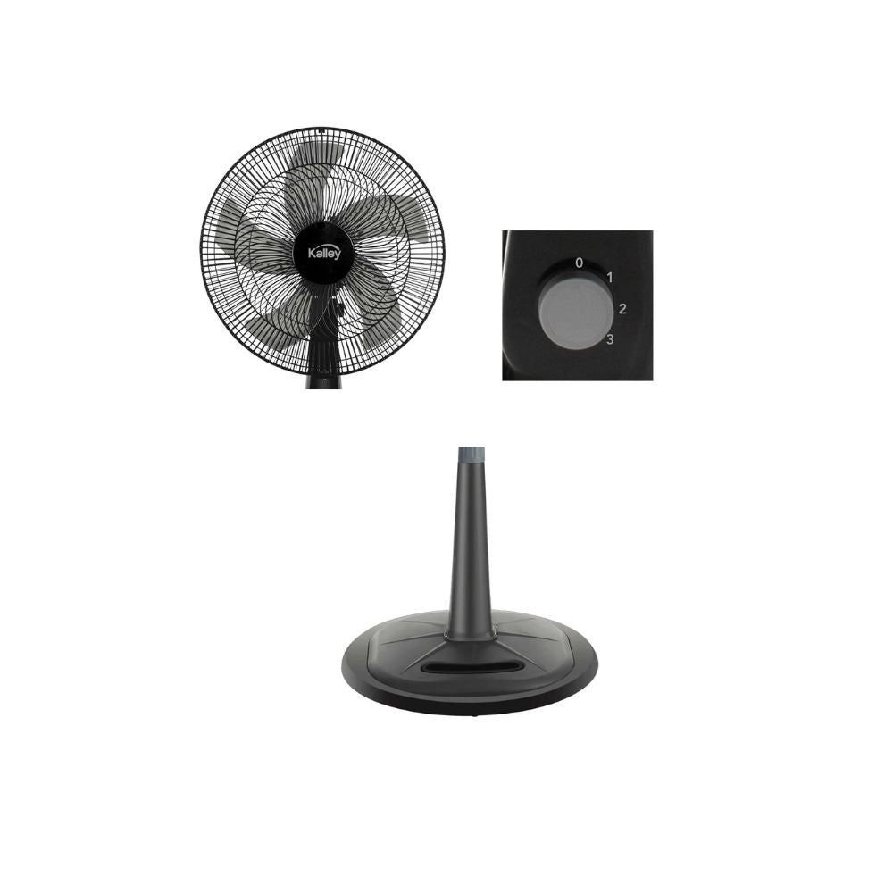 Ventilador Kalley 16" 3 Velocidades Ajustable Diseno Versatil De Piso O Pared