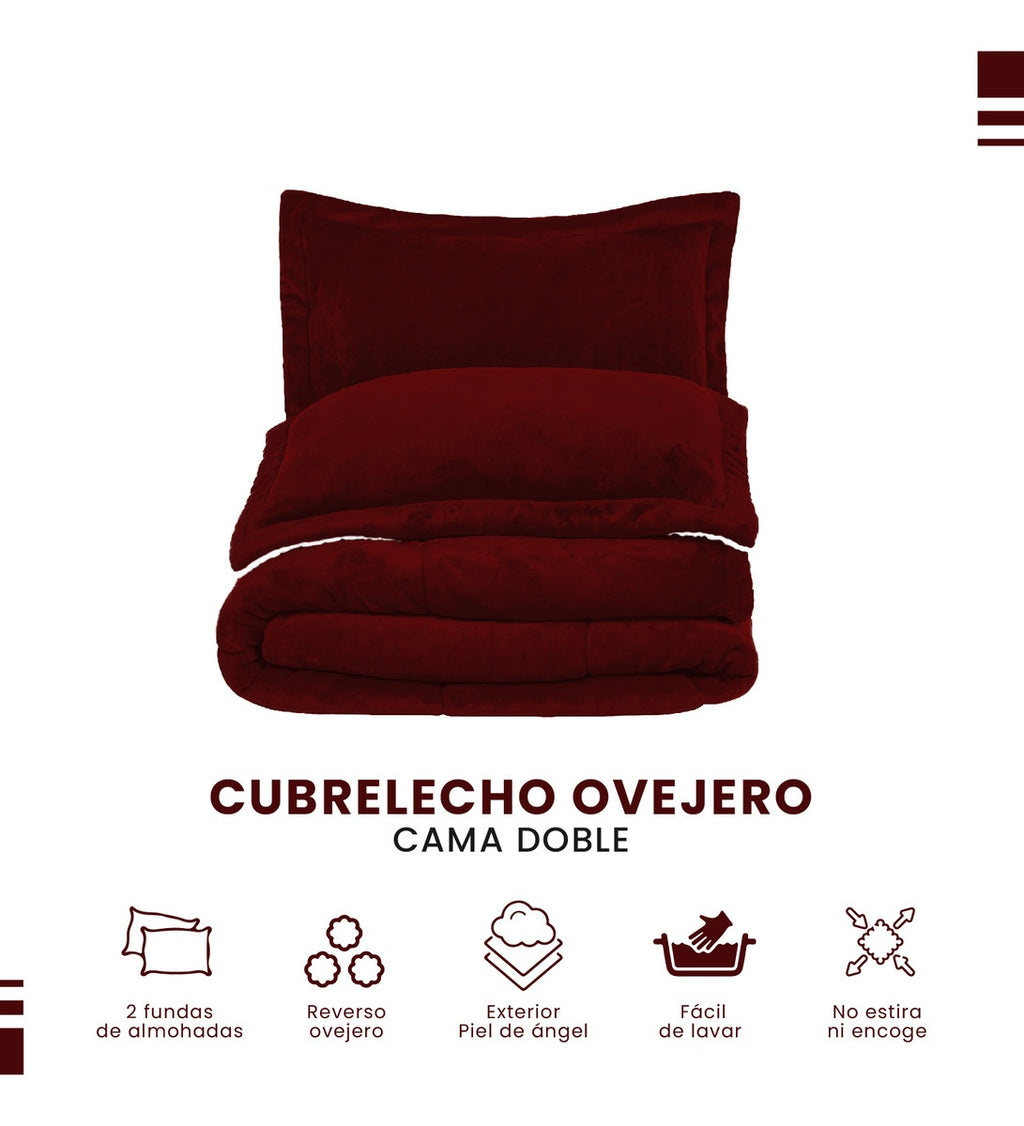 Cubrelecho Termico Doble Funda Almohadas Cama Doble Inn Home Vinotinto