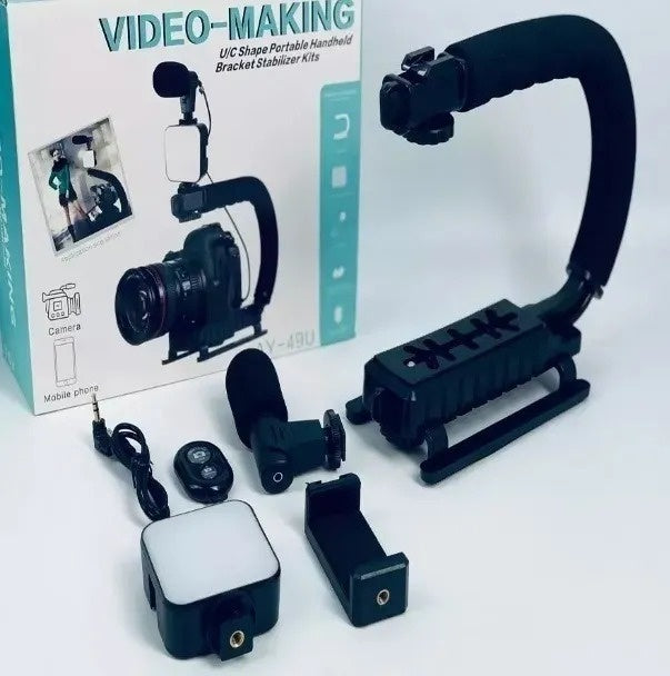 Estabilizador Camara Y Celular Luz Led Microfono Con Control