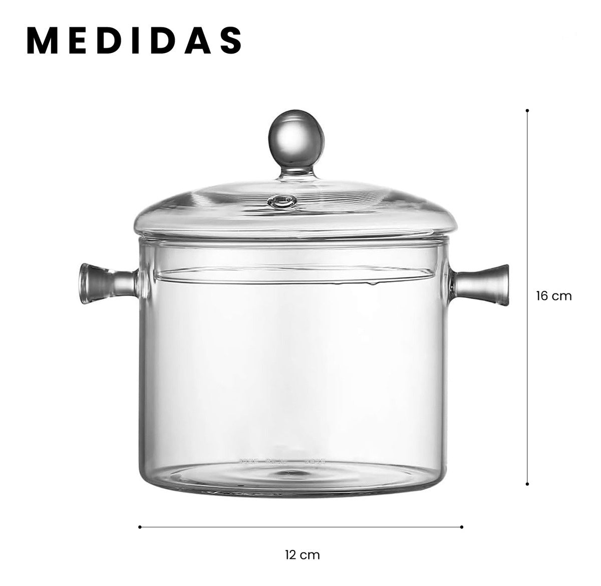 Olla De Vidrio Templado 1500 Ml Transparente Para Altas Temperaturas Inn Home