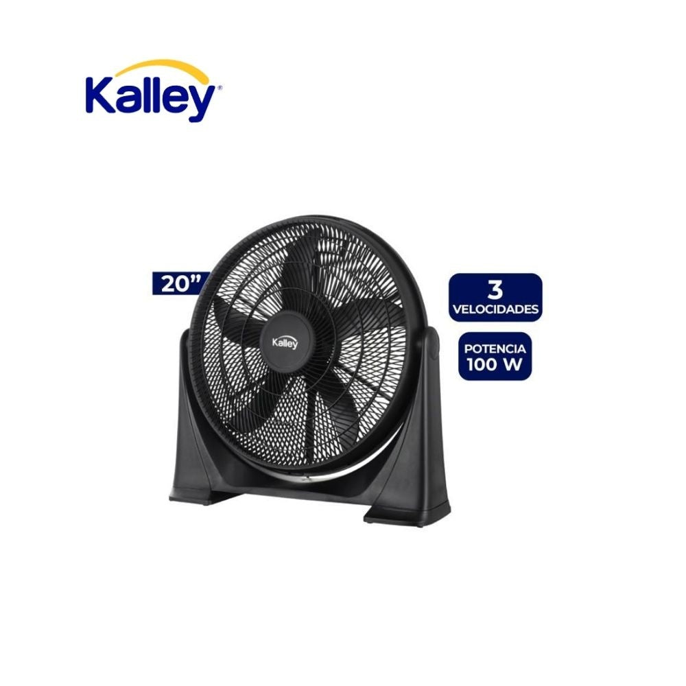 Ventilador Kalley Turbo 20" De Piso Potente 100W Con 3 Velocidades