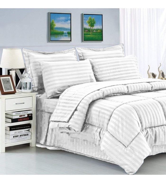 Edredon Cubrelecho Premium Cama Doble Con Fundas Para Almohada Blanco