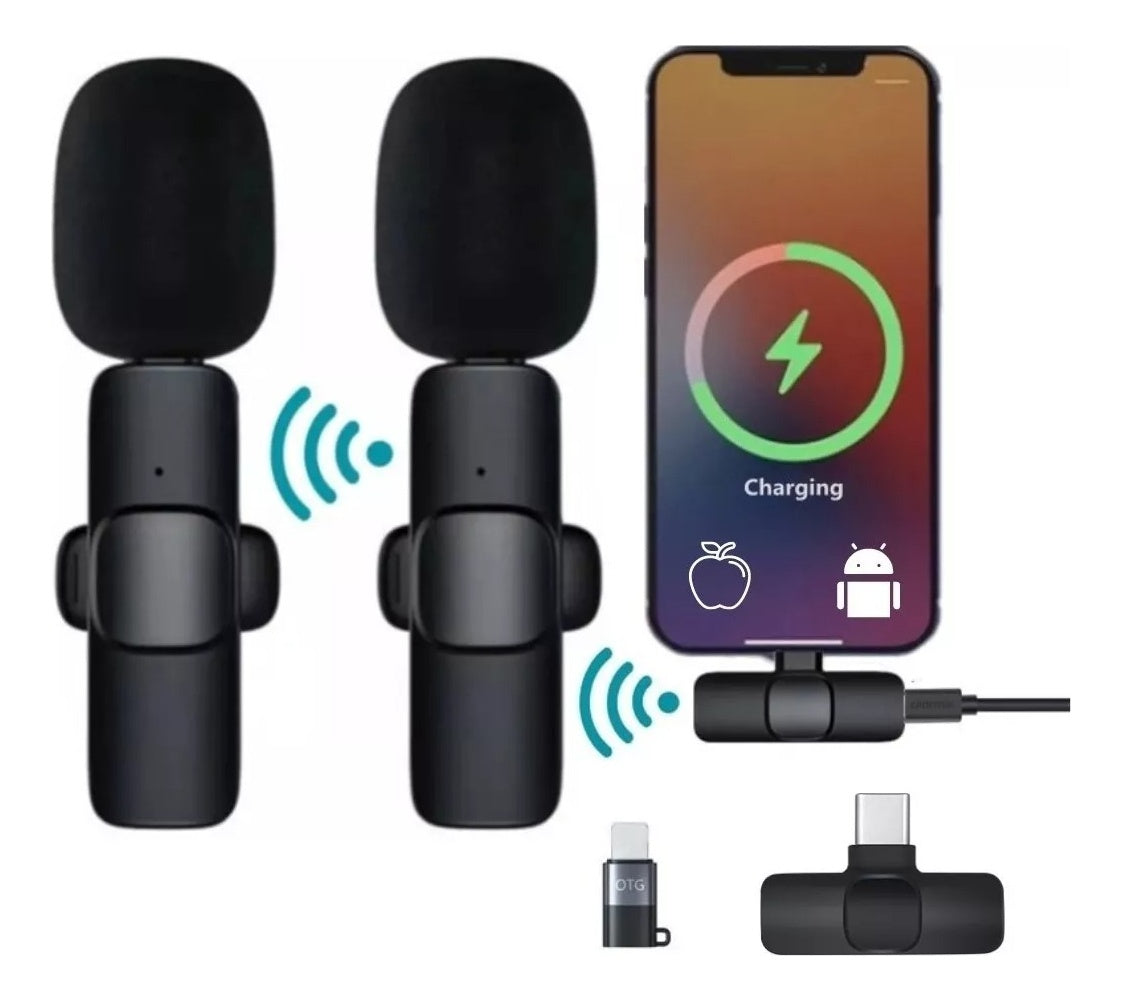 Microfono Inalambrico Para Celular Tablet K8 Tipo C Novedoso Color Negro