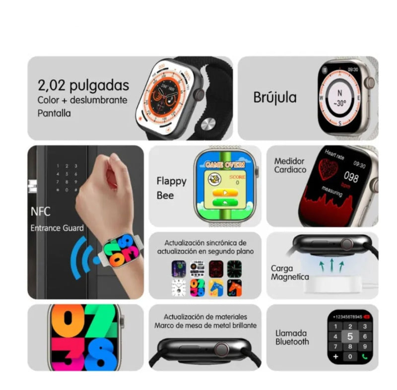 Reloj Inteligente Amoled H9 Plus Pulso Siliconado Verde Mobulaa Llamadas