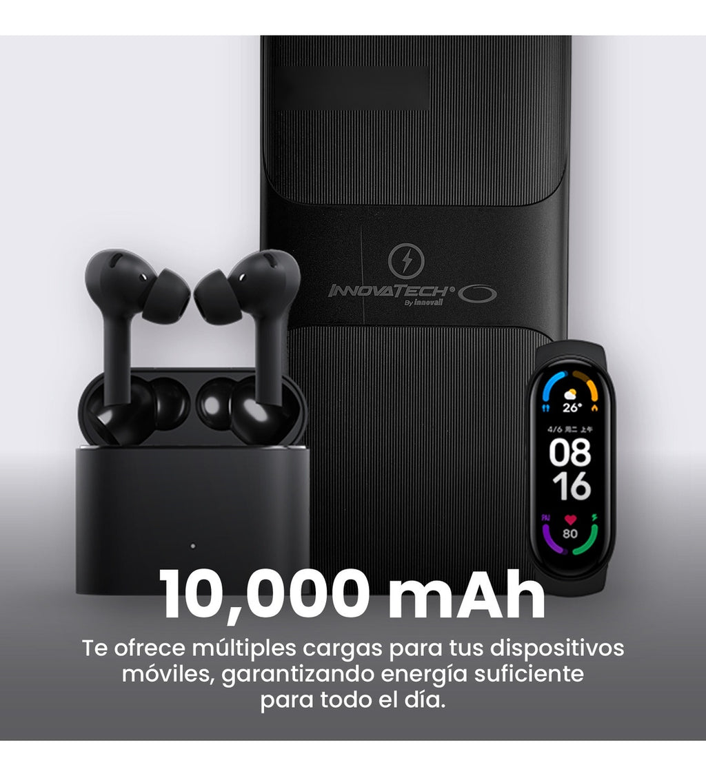 Power Bank Carga Inalambrica Y Cable 10.000Mah Carga Rapida Innovo