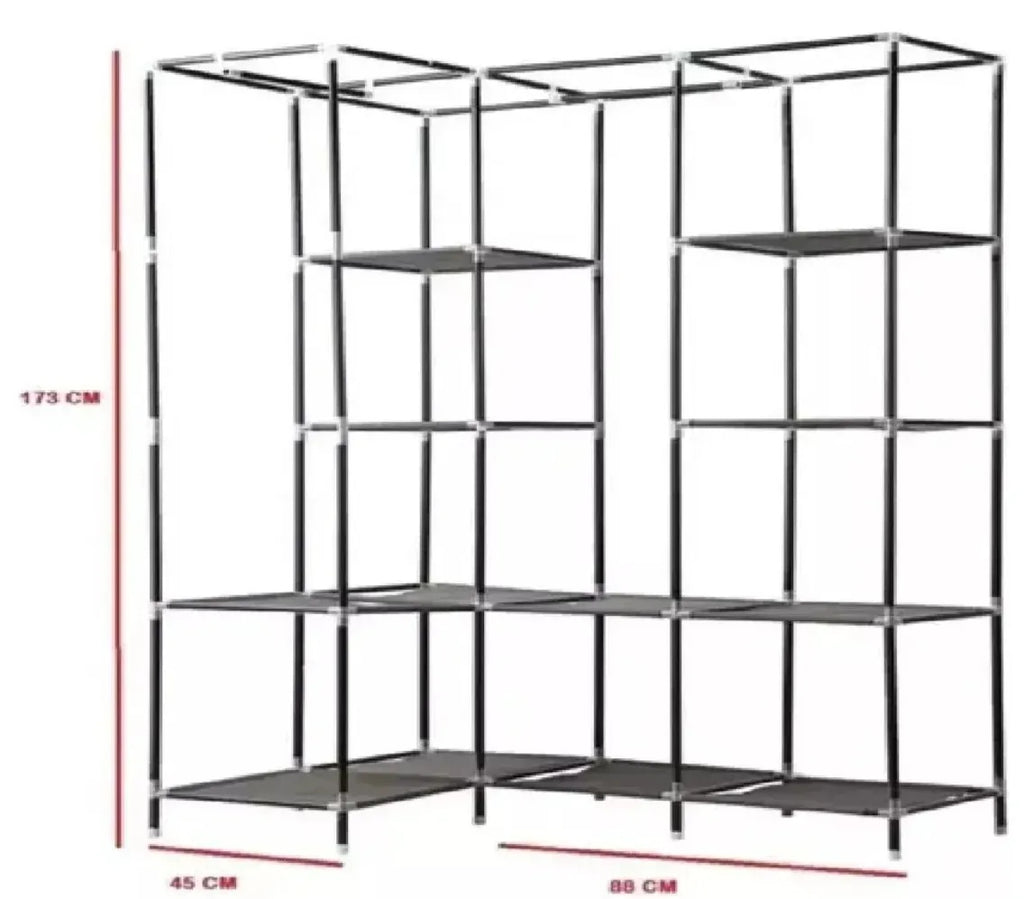 Closet Esquinero Organizador De Ropa 8 Estantes Armado Facil Negro