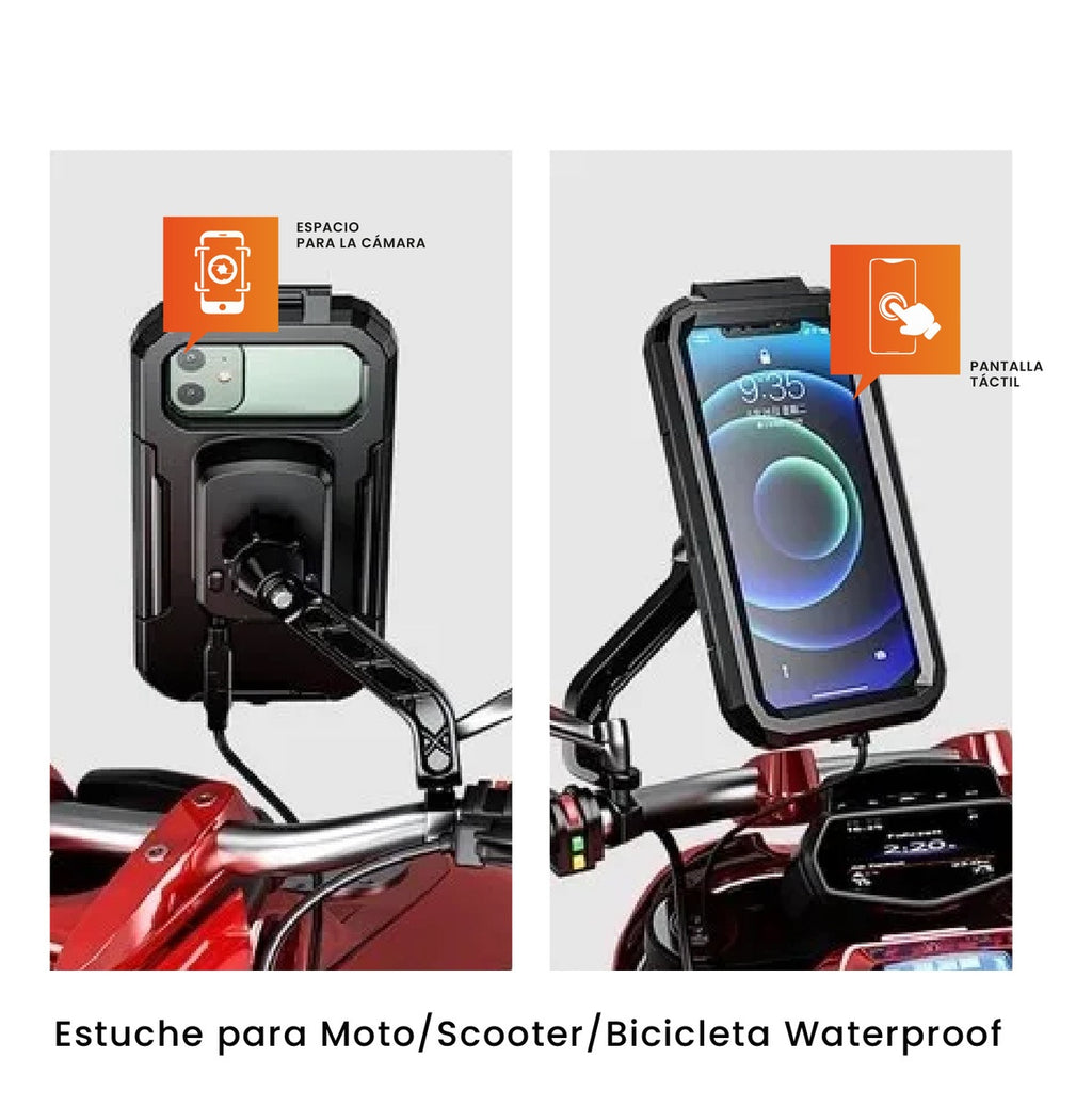 Soporte Para Celular De Moto Ajuste En Espejo Universal Con Tactil Innovo