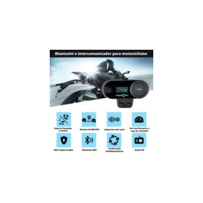 Intercomunicador Bluetooth Tcom Con Pantalla Para Moto, Impermeable Y Con Radio Fm