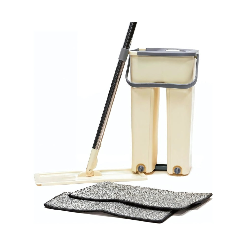 Trapero Plano Con Balde Escurridor Doble Compartimiento Beige 2 Mopas Innovo Home