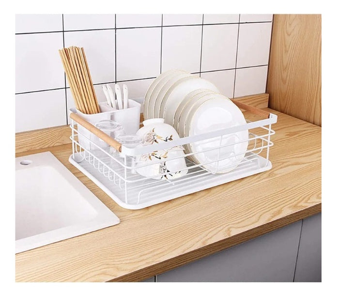 Platero Organizador De Loza Basic Home Metalico Con Bandeja Tabla Para Picar Multifuncion