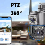 Camara Ip Exterior Doble Lente Wifi Vision Nocturna 360