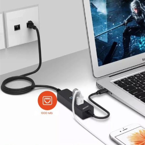 Hub Multipuertos Metalico Red Gigabit Rj45 1000Mbps Usb 3.0