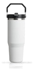 Termo Acero Inoxidable 900Ml Flip Straw Antiderrames Frio Calor Blanco