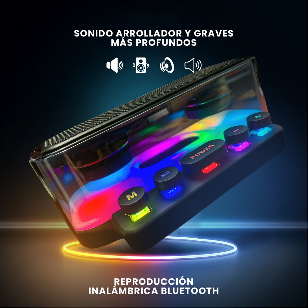 Parlante Bluetooth Alta Fidelidad Rgb Mp3 Usb Fm | Sonido Envolvente | Diseno Futurista