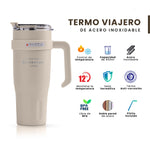 Termo Acero Inoxidable 900Ml Premium Sitarayuri Doble Boquilla Frio/Calor Coffee Cafe Claro