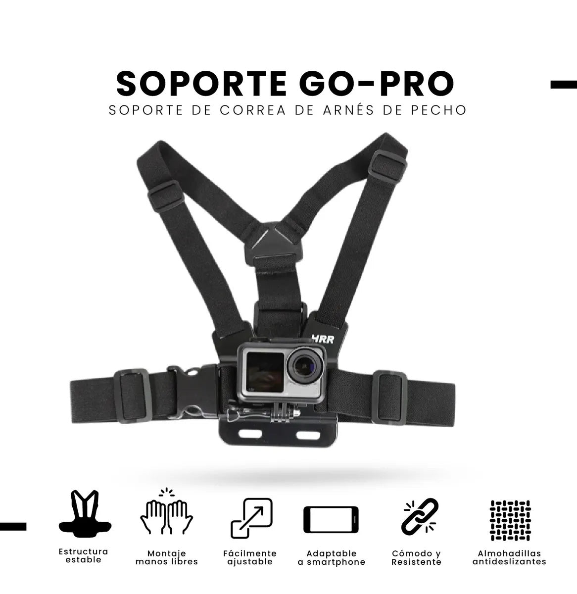 Arnes Soporte Pecho Para Gopro Celular Universal Ajustable Compatible Insta360 Smartphone