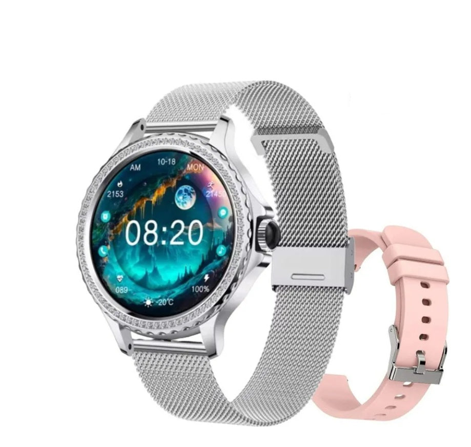 Reloj Inteligente Doble Pulso Amor Estilo Dama Mobulaa Plateador Innovo Tech