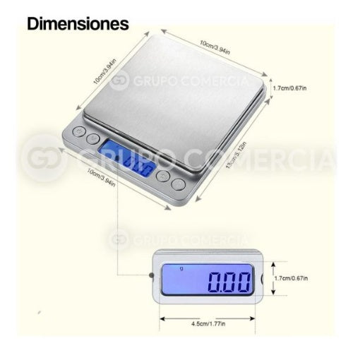 Bascula Gramera Portable Metalica Digital Hasta 2000 Gramos