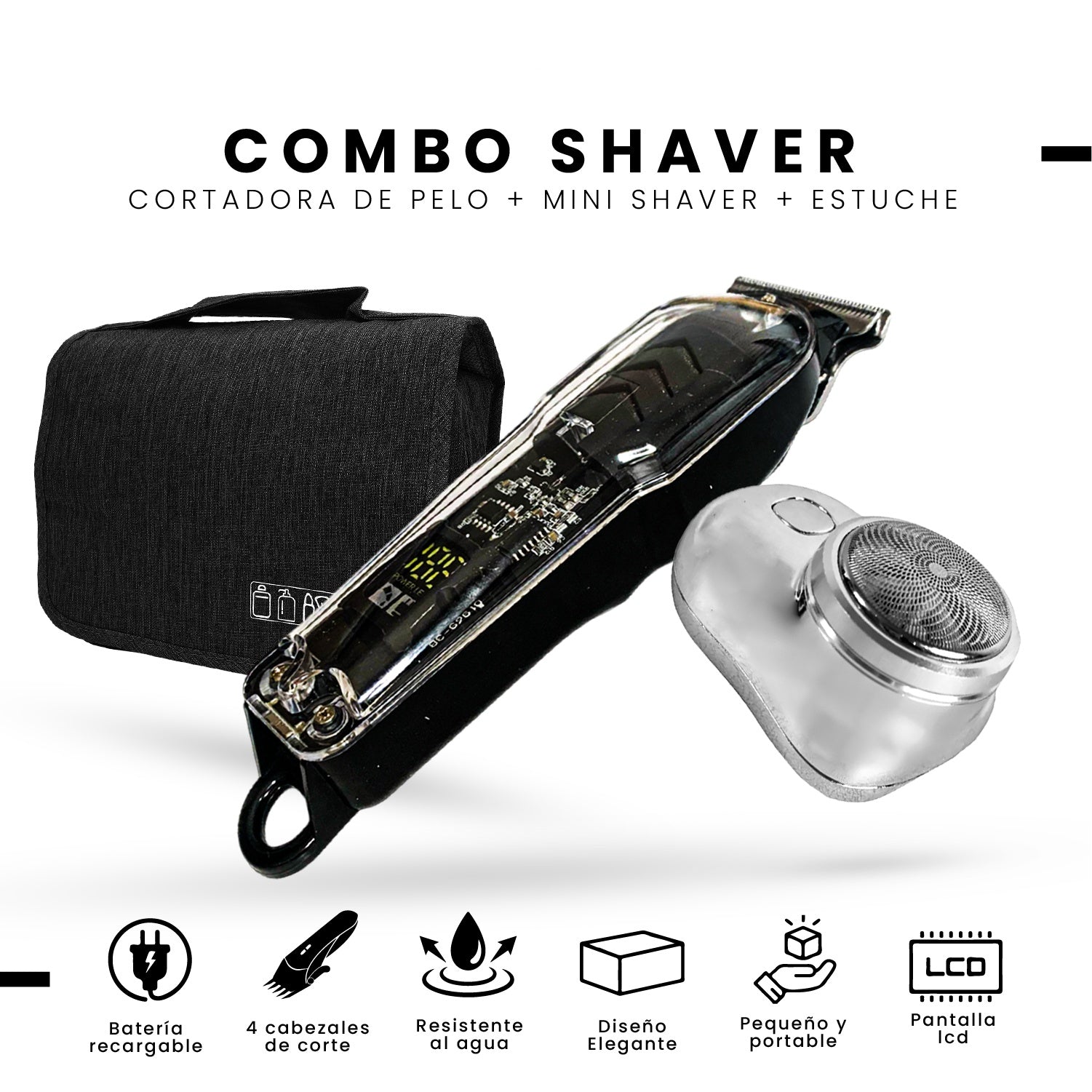 Afeitadora Electrica Inalambrica + Mini Shaver De Regalo + Estuche De Viaje