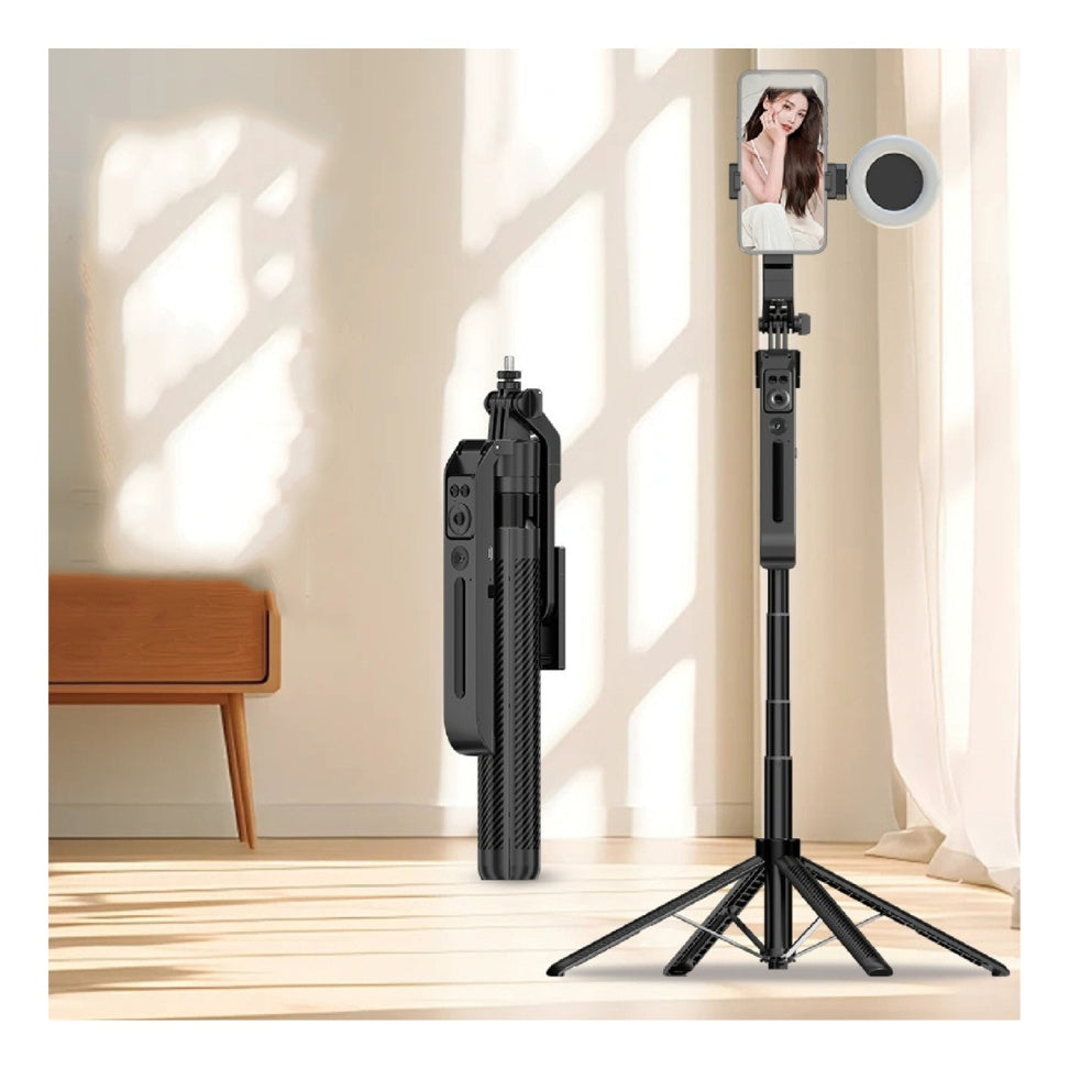 Palo Selfie Tripode Inteligencia Artificial 180 Cm Bluetooth + Aluminio Con Estuche Control Remoto