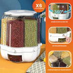 Dispensador Recipiente X6 Espacios Para Granos Cereales Giratorio Gb6